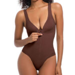 Seamless Bodysuit Shapewear Black Zip Up Bodysuit MT000602