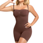Wholesale Seamless Strapless Shapewear Plus Size Black Shortie Bodysuit MT000454