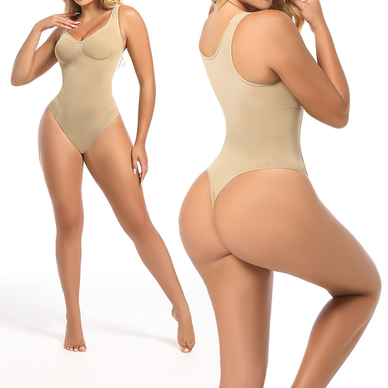 Wholesale Smooth Contour V-Neck Thong Shapewear Bodysuit MT000455 - alternate view