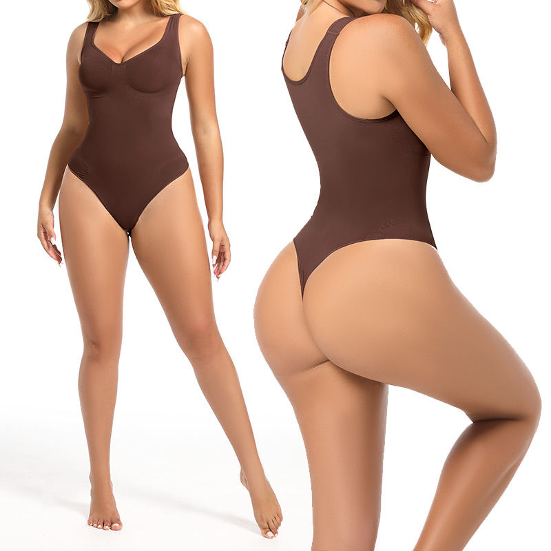Wholesale Smooth Contour V-Neck Thong Shapewear Bodysuit MT000455