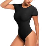 Wholesale Seamless Shaping Sculpt Crew Neck Thong Short Sleeve Bodysuit MT000327