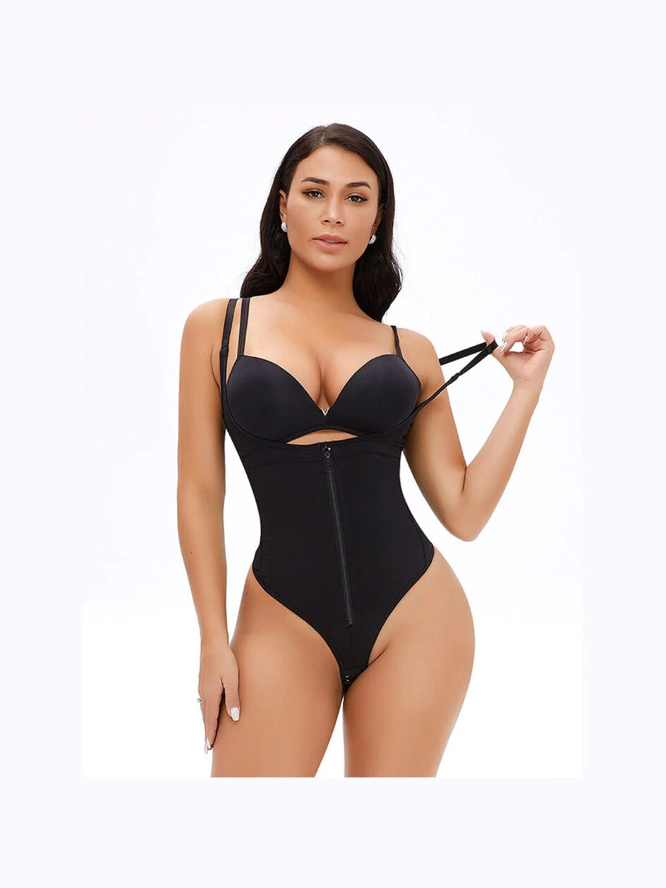 Tummy Control Full Body Plus Size Open Bust Thong Bodysuit MT000234 – Gallery