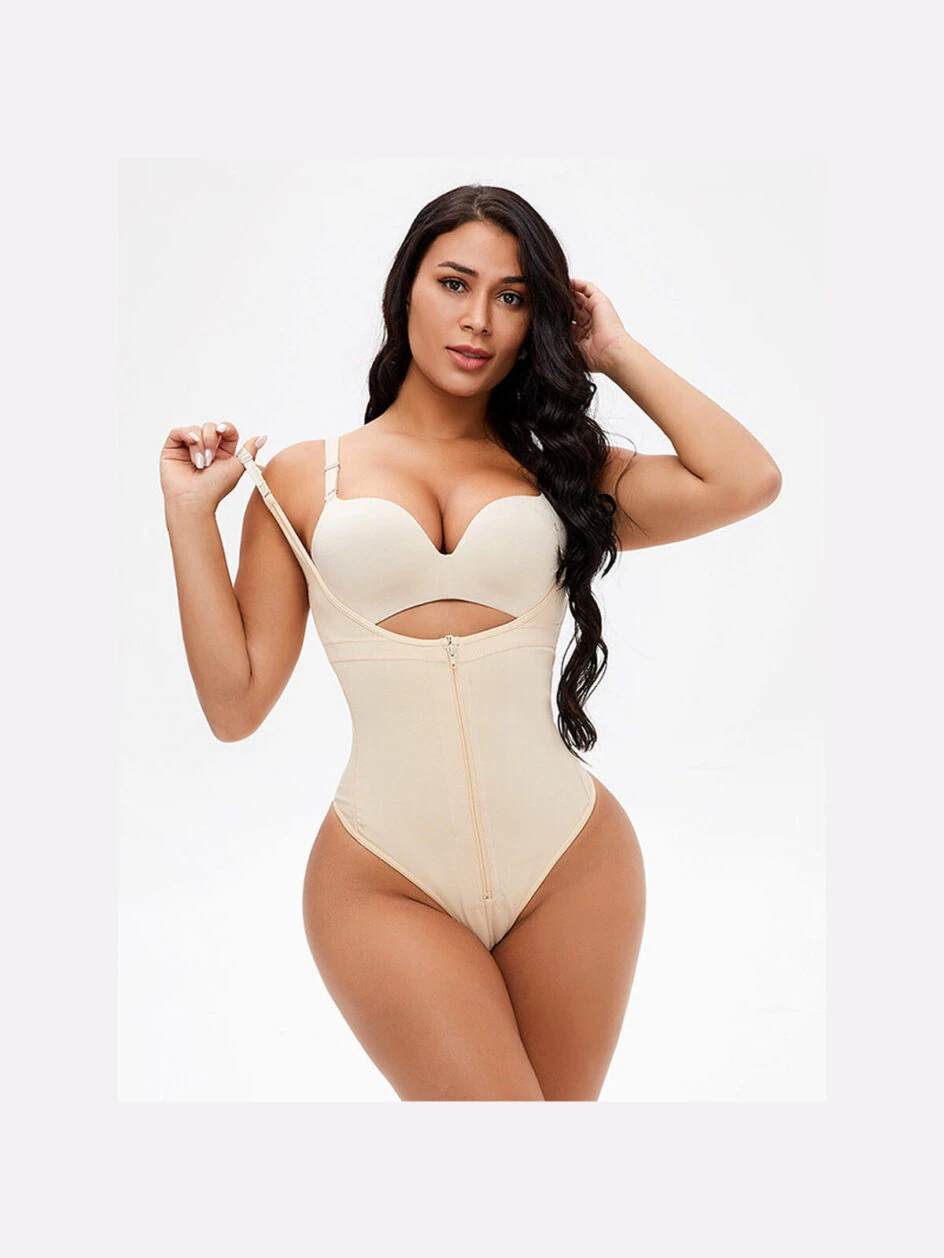 Tummy Control Full Body Plus Size Open Bust Thong Bodysuit MT000234 – Gallery