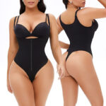 Wholesale Tummy Control Full Body Plus Size Open Bust Thong Bodysuit MT000234