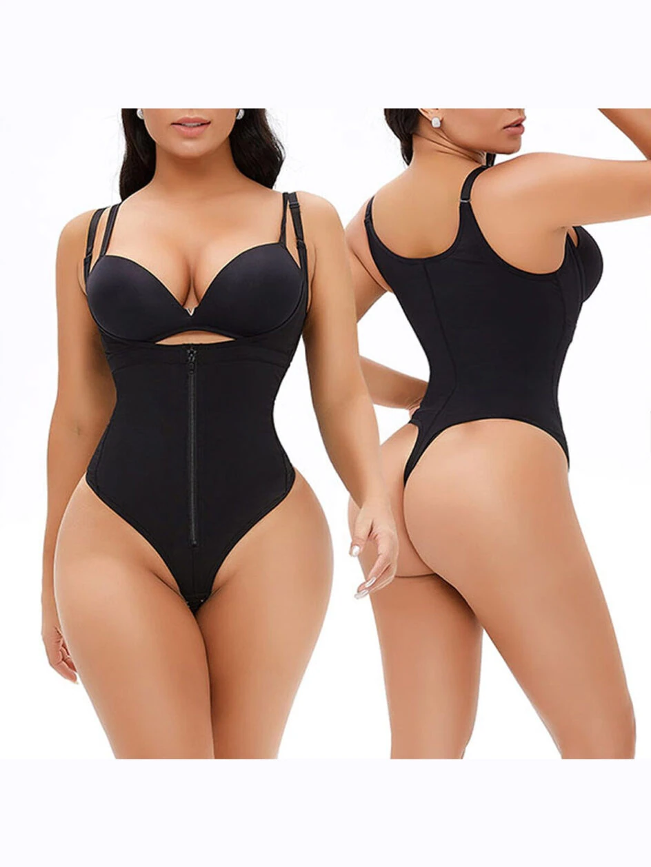 Tummy Control Full Body Plus Size Open Bust Thong Bodysuit MT000234