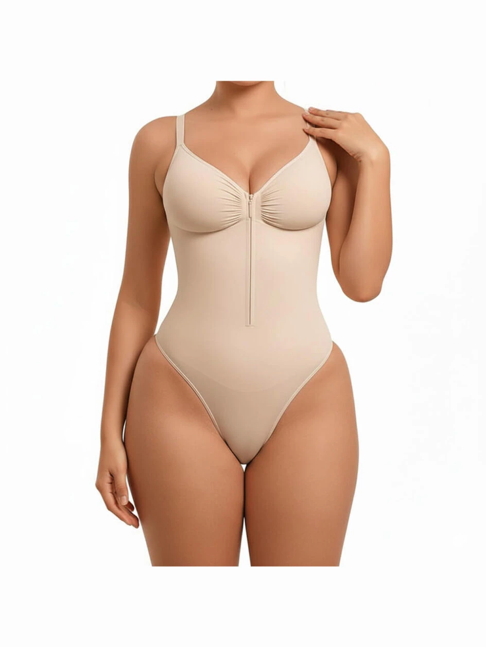 Seamlss Zip Front Thong Bodysuit For Women Tummy Control MT000858 – Gallery