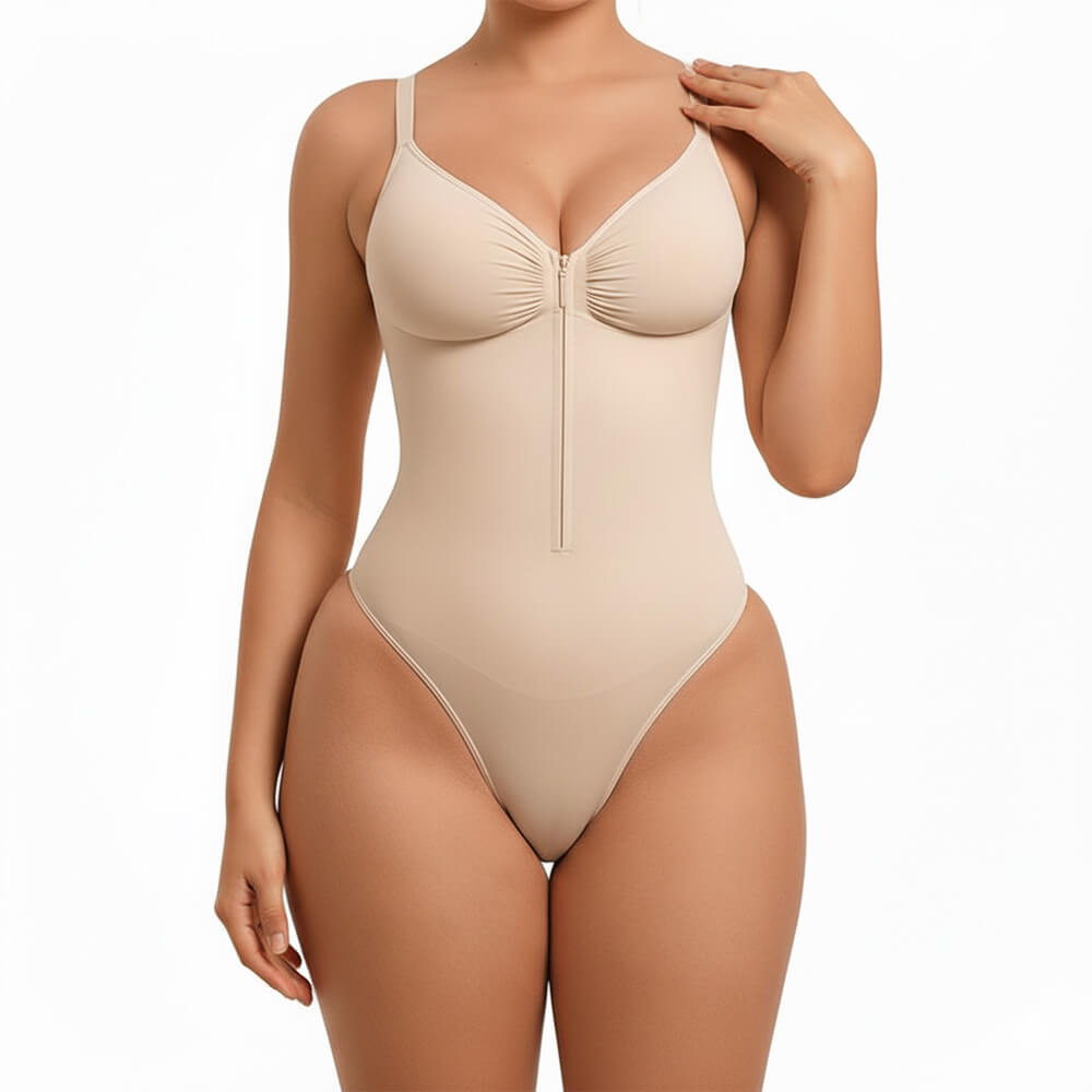Seamlss Zip Front Thong Bodysuit For Women Tummy Control MT000858 - alternate view