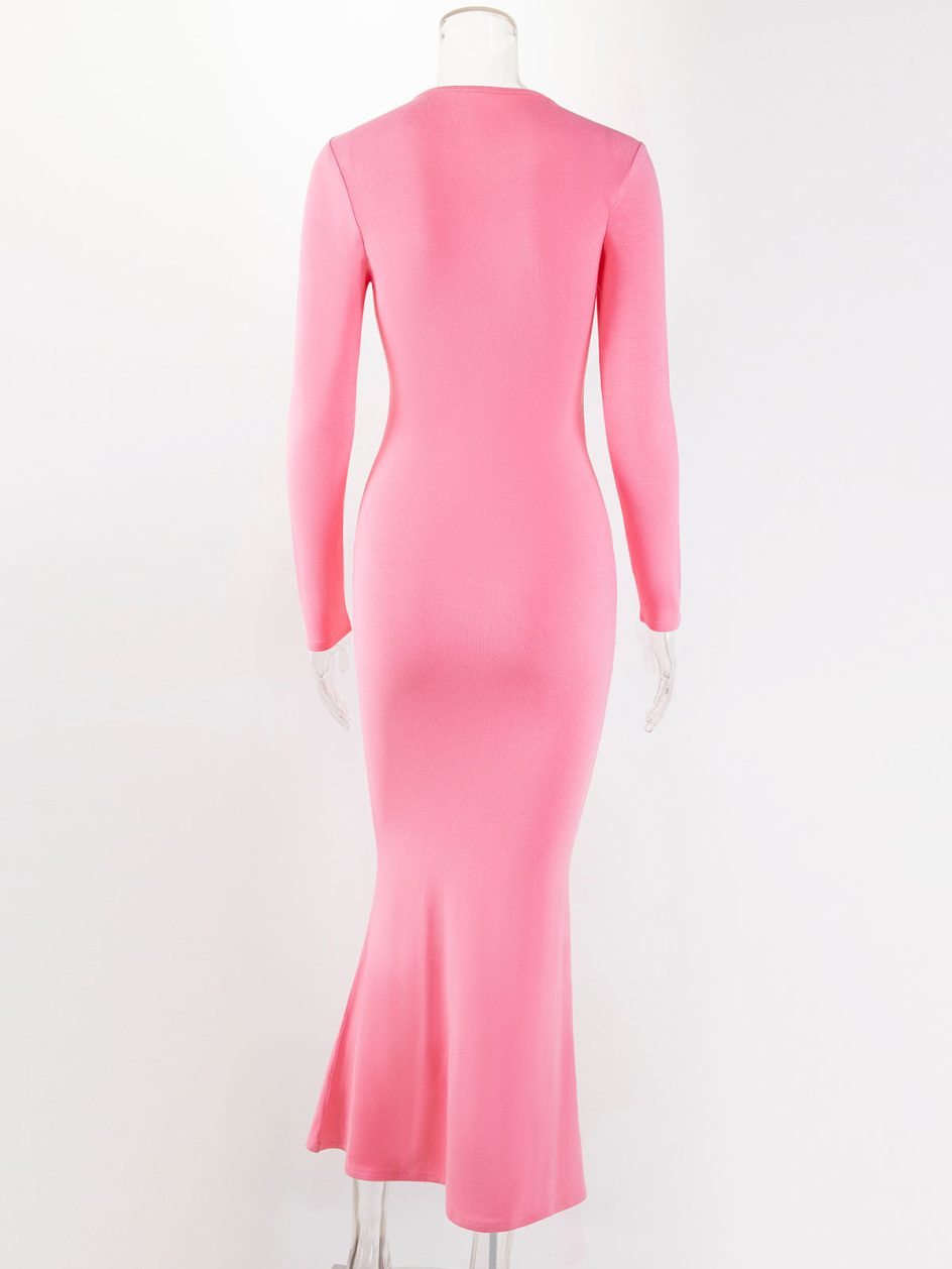 Vestido modelador com gola redonda