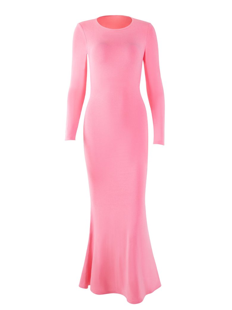 Vestido modelador com gola redonda