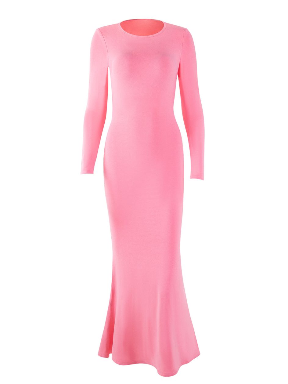 Vestido modelador com gola redonda