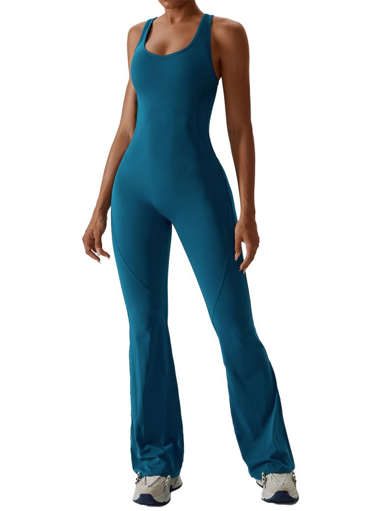 Wholesale Flare Long Bodysuit Dancewear Jumpsuit with Chest Pad – MH133788