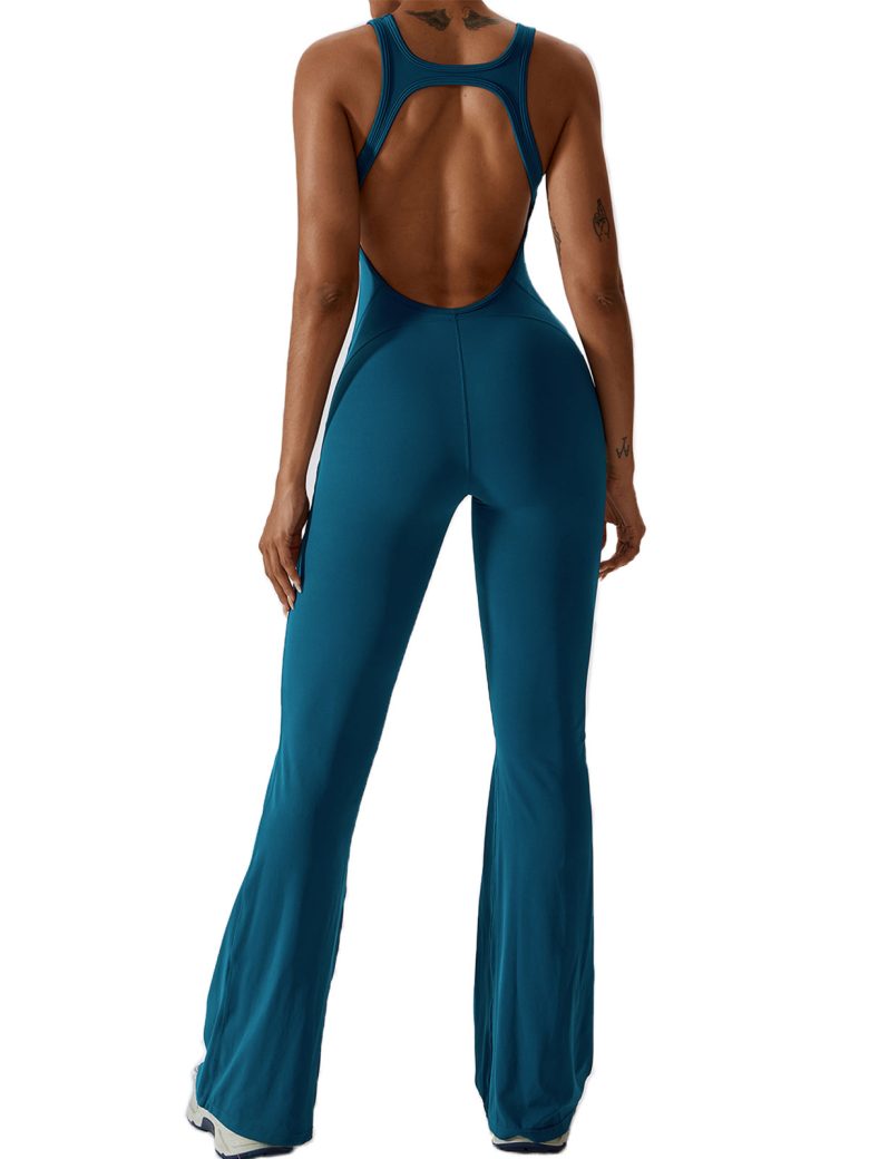 Wholesale Flare Long Bodysuit Dancewear Jumpsuit with Chest Pad – MH133788 - alternate view