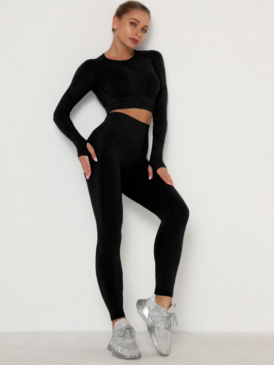 Conjunto de leggings de ioga por grosso, conjunto de treino para mulher, fato de treino de 3 peças MH13926