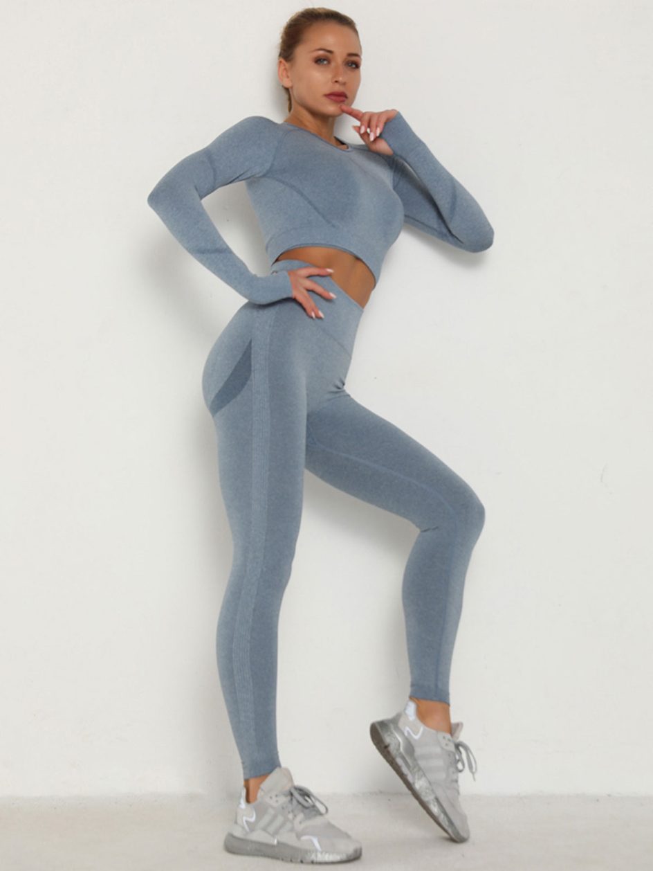 Conjunto de leggings de ioga por grosso, conjunto de treino para mulher, fato de treino de 3 peças MH13926