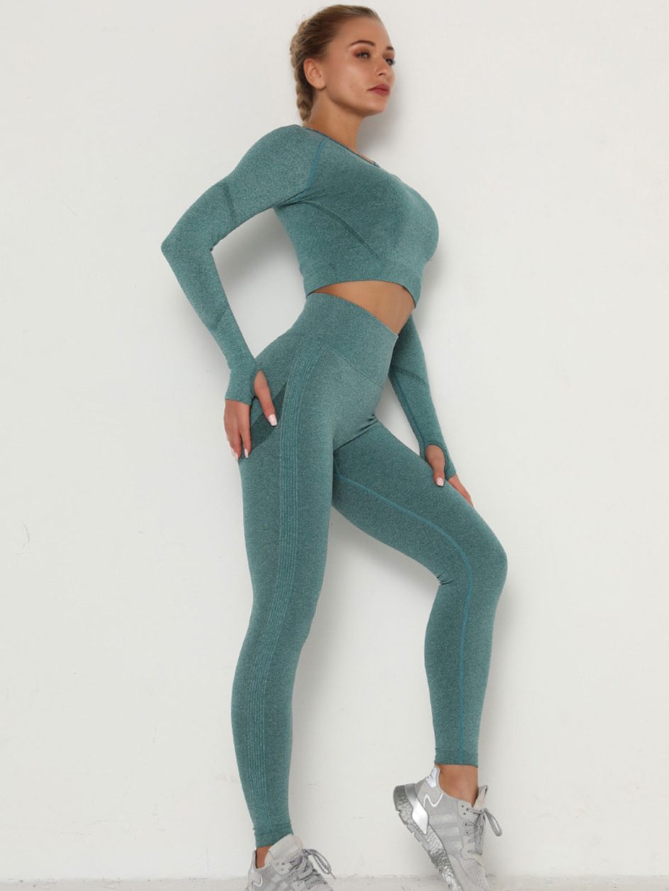 Conjunto de leggings de ioga por grosso, conjunto de treino para mulher, fato de treino de 3 peças MH13926