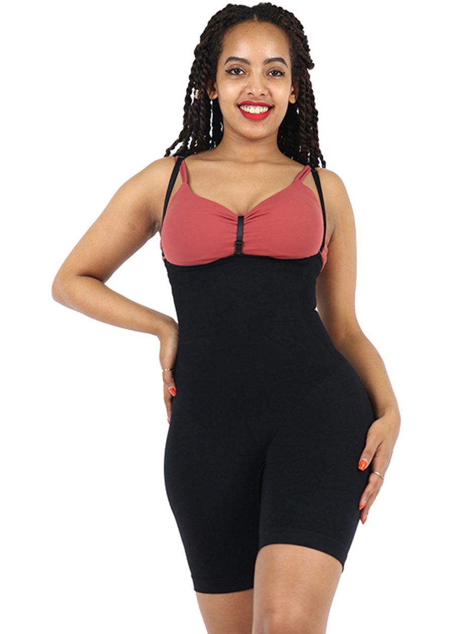 Open-Bust Mid-Thigh Shapewear Bodysuit