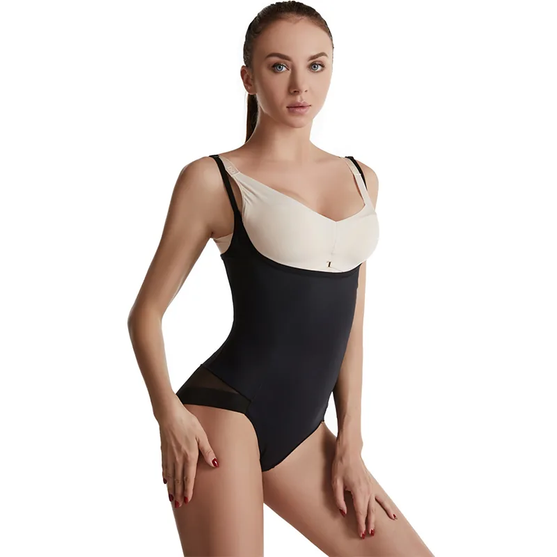 Faja modeladora até à coxa, sem sutiã, com efeito de elevação das nádegas