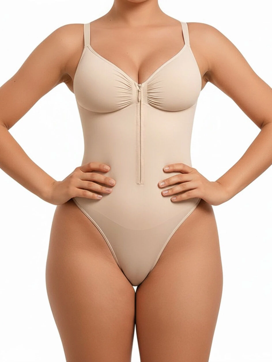 Front Zip Thong Bodysuit