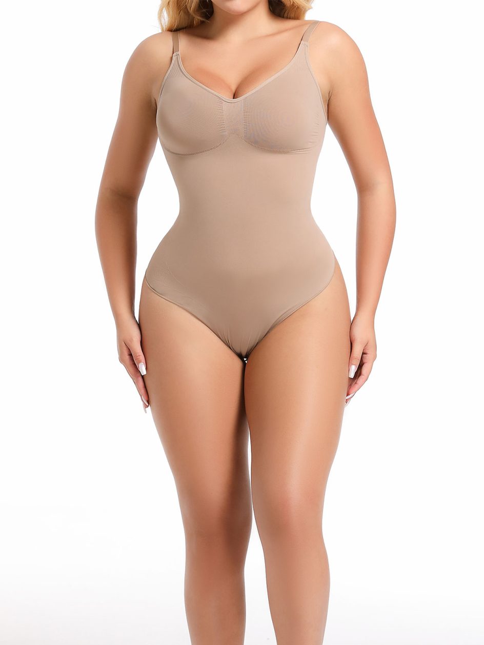 Body sem costuras com fecho frontal e fio dental para mulher, com efeito modelador da barriga MT000858