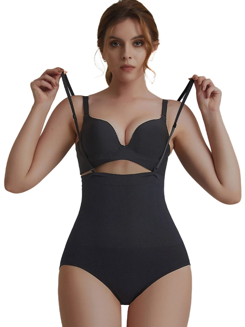 Seamless-Open-Bust-Bodysuit-with-Adjustable-Straps-front-side-viewing