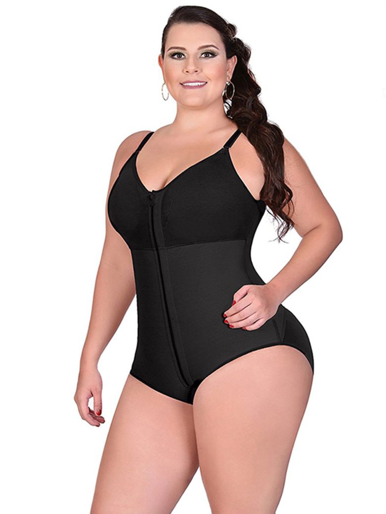 Body modelador com fecho de correr