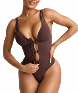 Seamless Bodysuit Shapewear Black Zip Up Bodysuit MT000602