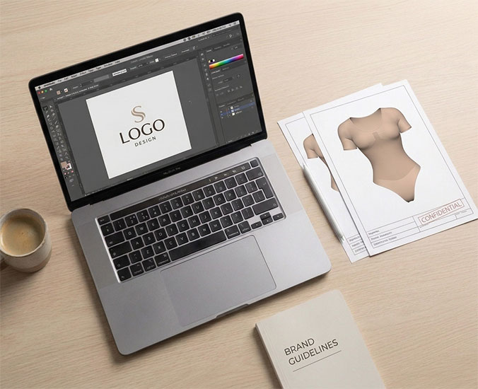 Customer logo file submitted for shapewear customization mockup