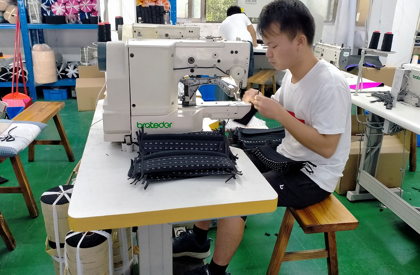 Nanbin Employees Sewing Shapewear in the Workshop