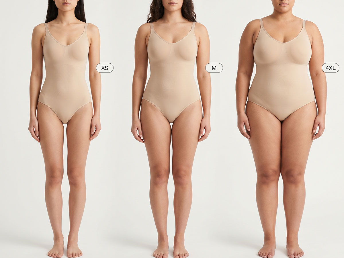 Shapewear-Größen von XS bis 6XL für eine inklusive, maßgeschneiderte Passform